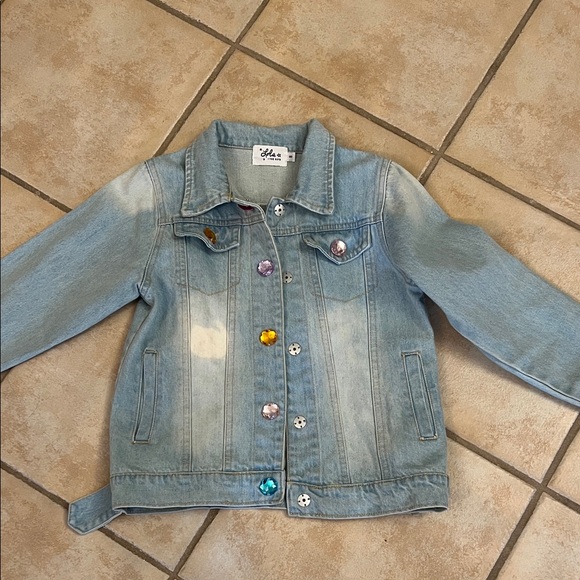 Lola + The Boys Rainbow Pearl Denim Jacket 8 - Picture 5 of 6
